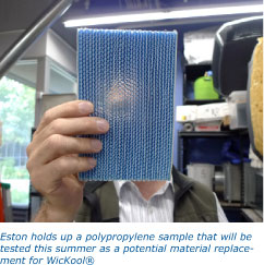 Eston holds up polypropylene sample