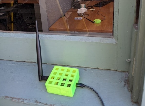small wireless ventilation sensor outside an office