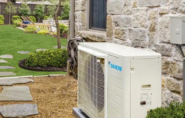 Daikin heat pump outside a home